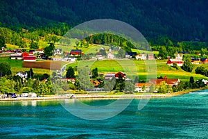 Norway fjord village landscape