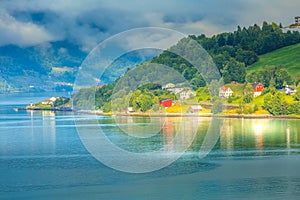 Norway fjord village landscape