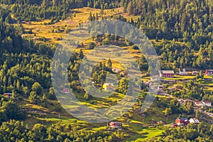 Norway fjord village summer landscape