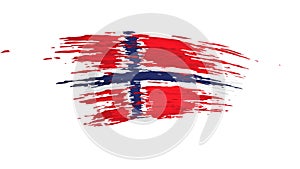 Norway flag animation. Brush painted norwegian flag on a white background. Brush strokes grunge. Norway state patriotic national