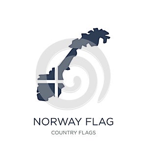 Norway flag icon. Trendy flat vector Norway flag icon on white b