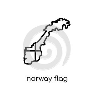 Norway flag icon. Trendy modern flat linear vector Norway flag i