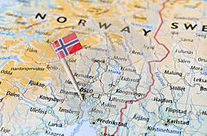 Norway flag on map