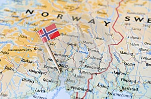 Norway flag on map photo