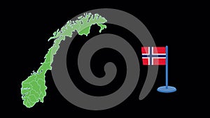 Norway Flag and Map Shape Animation