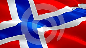 Norway flag Motion Loop video waving in wind. Realistic Norwegian Flag background. Norway Flag Looping Closeup 1080p Full HD 1920X