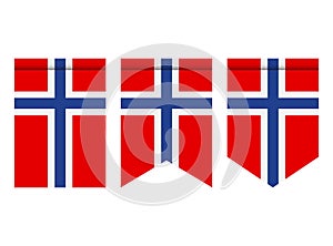 Norway flag or pennant isolated on white background. Pennant flag icon