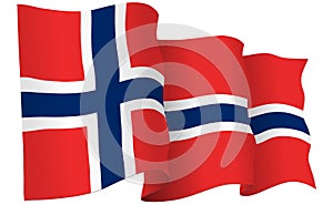Norway Flag Waving Vector Illustration