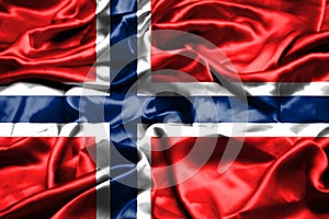 Norway flag waving in the wind.