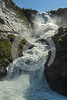 Norway, Flam. Kjosfossen famous waterfall