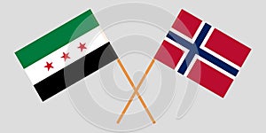 Norway and Interim Government Syria. The Norwegian and Syrian opposition flags. Official proportion. Correct colors. Vector