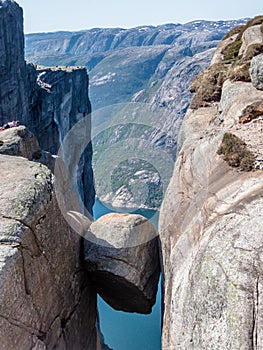 Norway - Kjerag hanging above the fjord