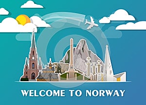 Norway Landmark Global Travel And Journey paper background. Vector Design Template.used for your advertisement, book, banner.