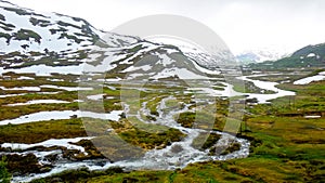 Norway landscape of snowcapped mountains photo