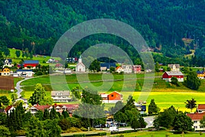 Norway, Loen village landscape