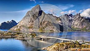 Norway Lofoten Fjord, Arctic Mountains Landscape