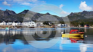 Norway Lofoten Fjord, Arctic Mountains Landscape