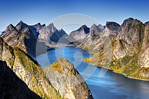 Norway, Lofoten Islands, Coast Landscape Mountains Fjords photo