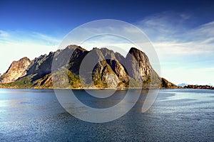 Norway Lofoten, Mountains Coast Landscape Fjord