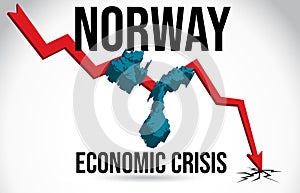 Norway Map Financial Crisis Economic Collapse Market Crash Global Meltdown Vector