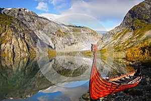 Norway Mountain Glacial Lake Boat