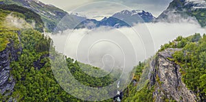 Norway Mountains And Fjord View - Clouds Over Geirangerfjord, St