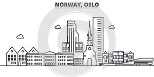 Norway, Oslo architecture line skyline illustration. Linear vector cityscape with famous landmarks, city sights, design photo