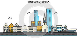 Norway, Oslo. City skyline architecture . Editable