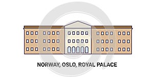 Norway, Oslo, Royal Palace, travel landmark vector illustration