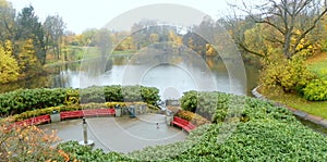 Norway, Oslo, Vigeland Sculpture Park, the pond and the nature of the park