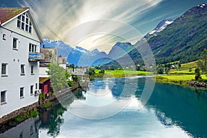 Norway - rural landscape, village Olden