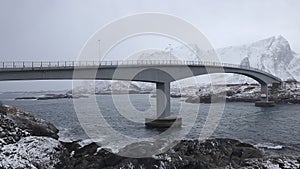 Norwayâs iconic fishing village, HamnÃ¸y, Lofoten Islands photo