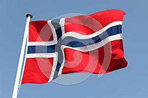 Norway. Norwegian Flag in a Blue Sky. Proud to express loyalty a