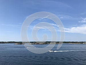 Norway Sandefjord coastline small boats photo