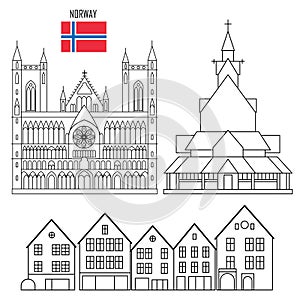 Norway set of landmark icons