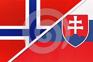 Norsko a Slovensko nebo Slovenská republika, symbol státních vlajek z textilu