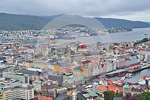 Norway. Top-view of Bergen