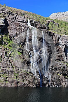 Norway tourist attraction - summer waterfall