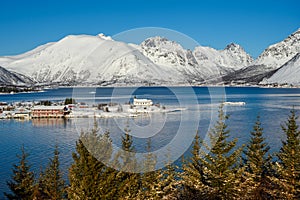 Norway village Nordland in winter time Lofoten Archipelago