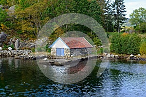 Norwegian boat house of granite