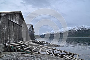 Norwegian boathouse in Nordland