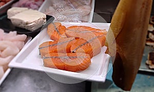 Norwegian Fishmarket - Salmon On A White Plate