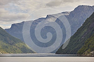 Norwegian fjord landscape. Cruise travel. Visit Norway. Outdoor