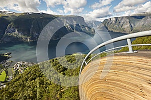 Norwegian fjord landscape. Stegastein viewpoint. Aurland. Visit