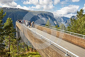 Norwegian fjord landscape. Stegastein viewpoint. Aurland. Visit