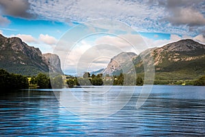 Norwegian fjord and mountains Lysefjord, Norway.