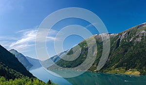 Norwegian fjord and mountains photo
