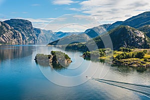 Norwegian fjord and mountains in summer Lysefjord, Norway