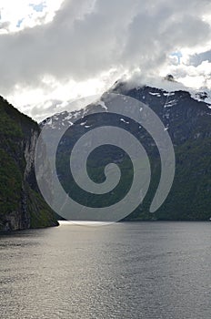 Norwegian Fjord Waterfall nature background skandinavia cruise photo