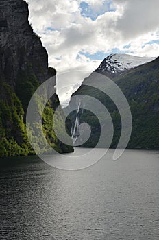 Norwegian Fjord Waterfall nature background skandinavia cruise photo